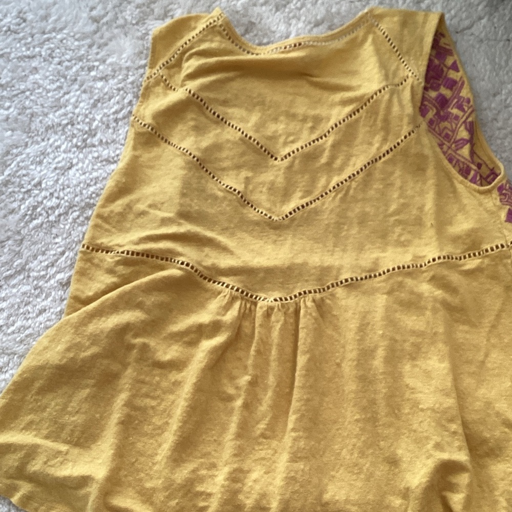 Sundance Yellow Tank Top with Purple Embroidery - Picture 3 of 4